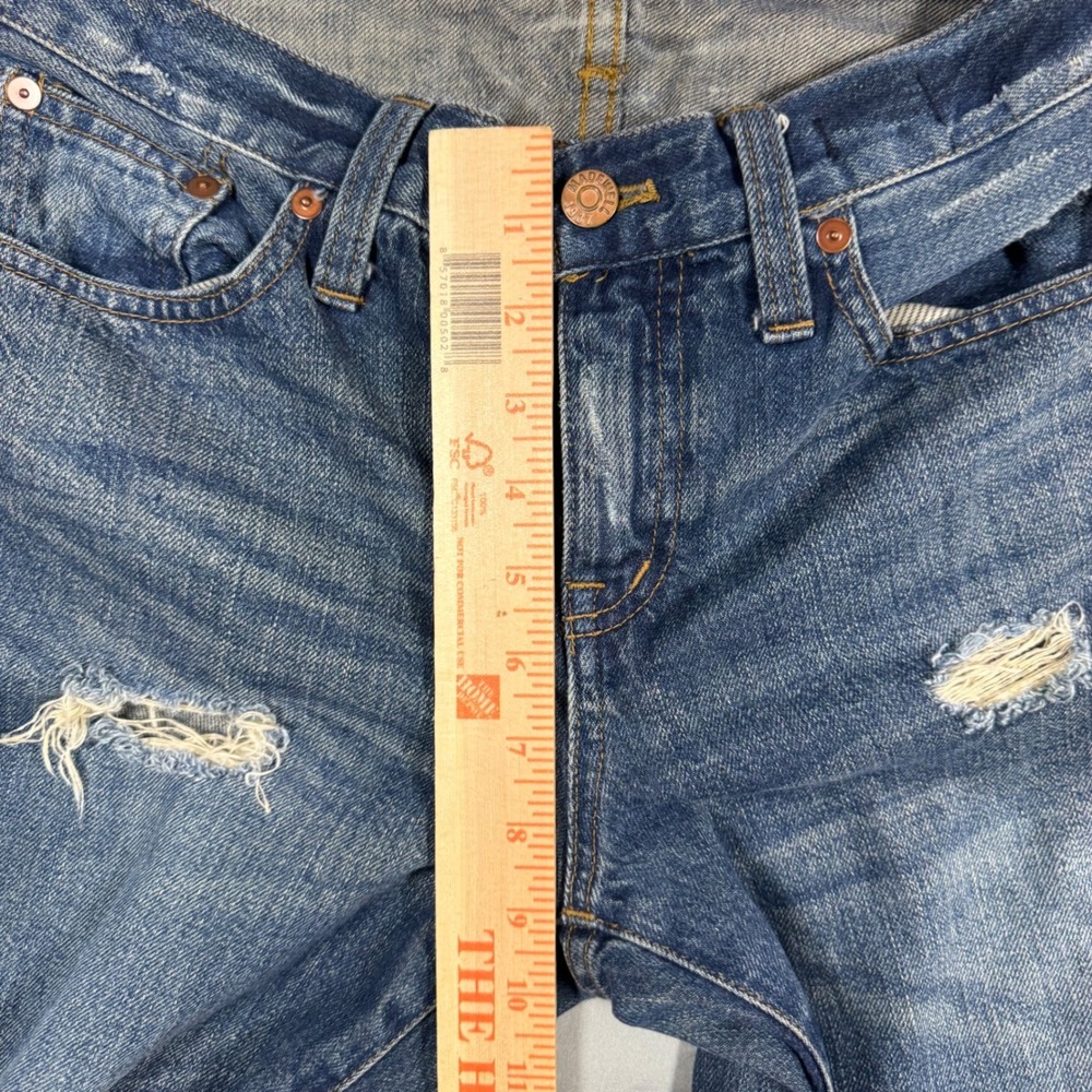 Madewell Boyjean Cropped Jeans Women's 26 Distressed Medium Wash Raw Hem - Picture 7 of 11